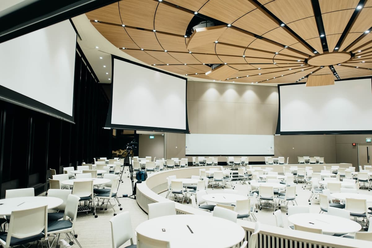 Corporate event with stage lighting